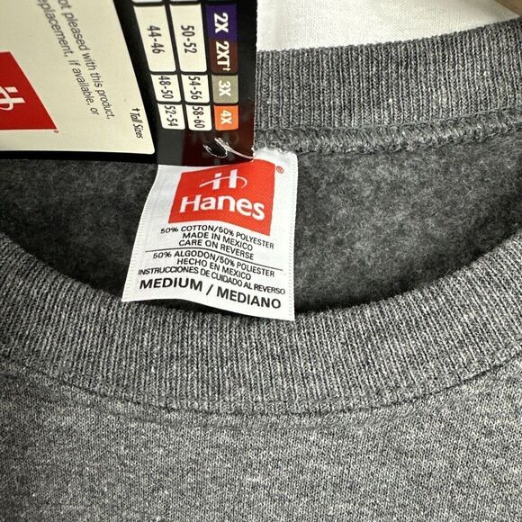 Hanes Vintage Ever Fit Graphite Heather Grey Crew Pullover Sweatshirt Size M - Picture 3 of 10